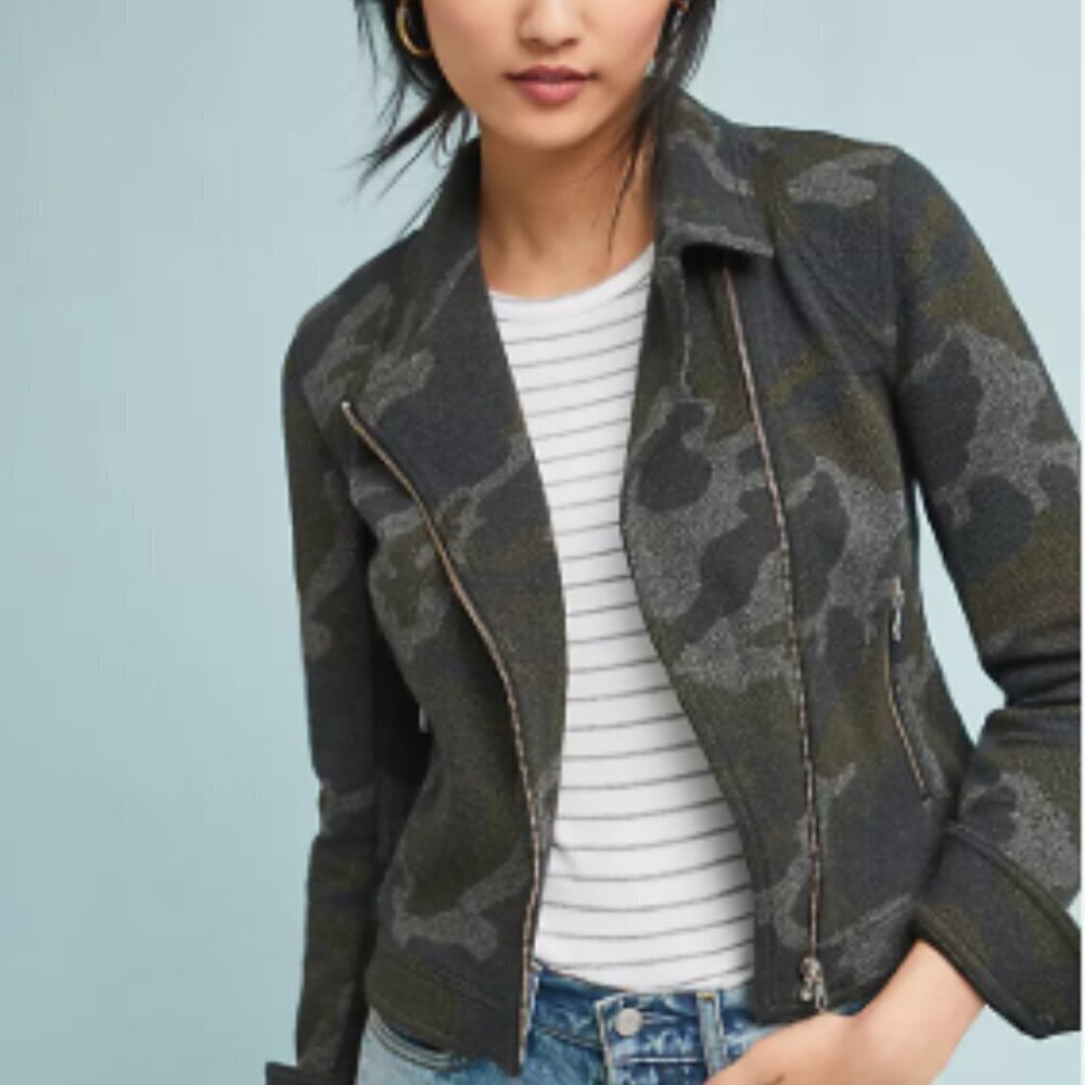 Anthropologie Robin Camo-Print Moto Jacket Size Medium